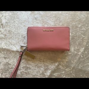 MK pink zip wallet